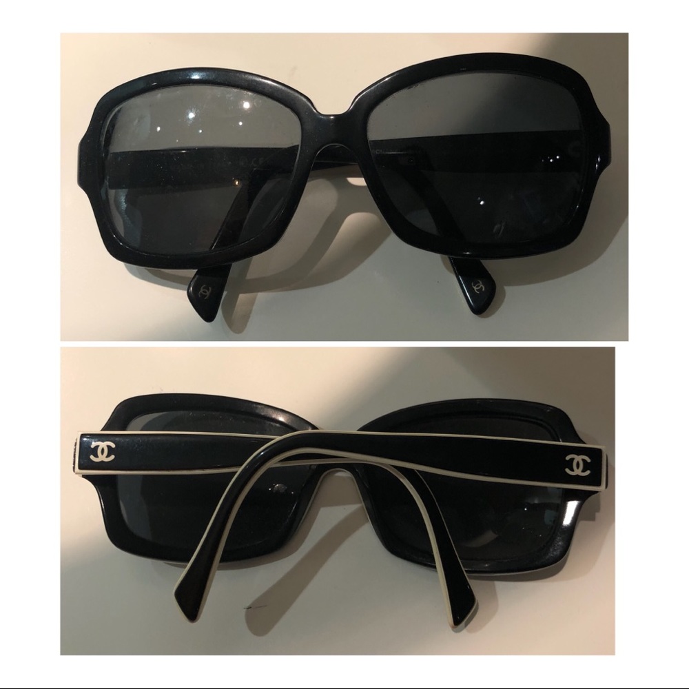 Authentic Chanel! Black/White Sunnies. Sold w case
